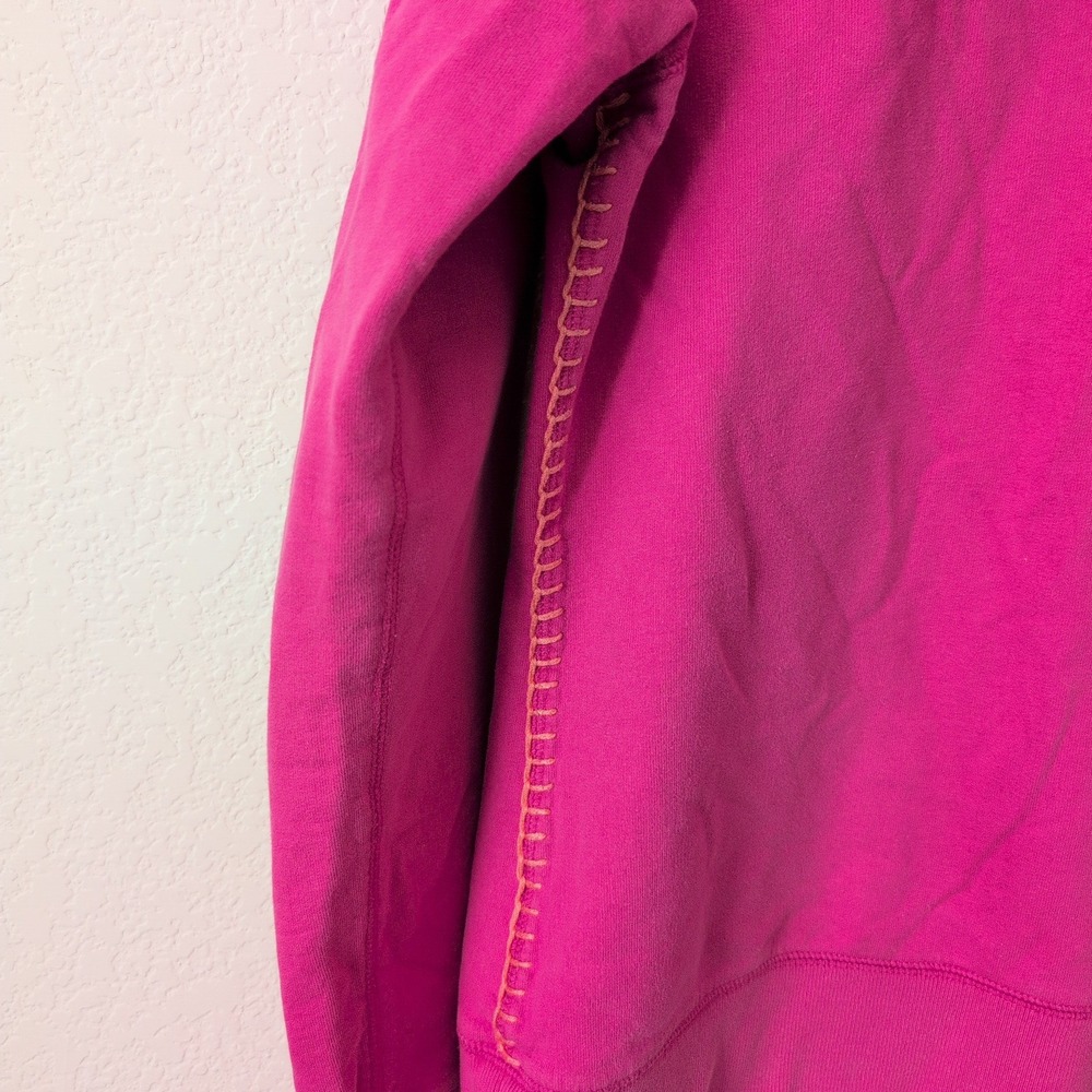 VTG Lucky Brand Pink Full‎ Zip Hoodie Peace Hand Embroidered Flower Boho Y2K  L - Picture 10 of 10